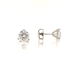 14K Colorless Simulated Diamond 3 Prong Martini Stud Earrings Lannyte