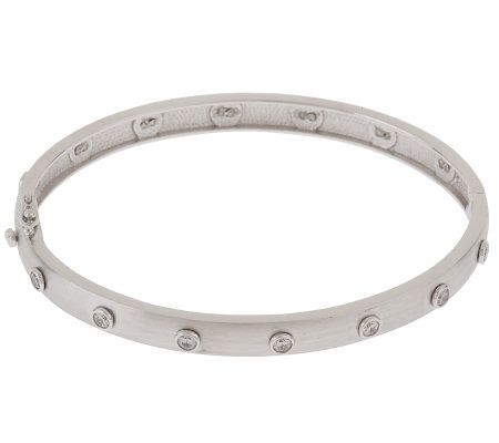 Epiphany Sterling Silver Platinum Clad Diamonique Bellissima Satin 100-FacetBangle