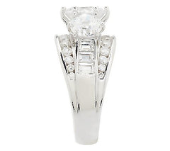 Diamonique Simulated Diamond Round 3-Stone Ring, Platinum Clad SS, Sizes 8