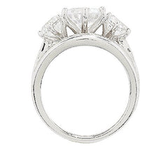 Diamonique Simulated Diamond Round 3-Stone Ring, Platinum Clad SS, Sizes 8