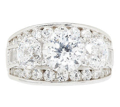 Diamonique Simulated Diamond Round 3-Stone Ring, Platinum Clad SS, Sizes 8