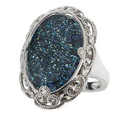 Sterling Drusy & Faceted Crystal Quartz Doublet Ring, Sterling silver , Size 7