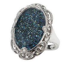 Sterling Drusy & Faceted Crystal Quartz Doublet Ring, Sterling silver , Size 7