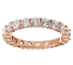 Diamonique 100-Facet Eternity Band Ring, 14K Rose Clad Sterling Silver Size 4