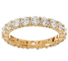 Diamonique 100-Facet Eternity Band Ring, 14K Yellow Clad Sterling Silver Size 10