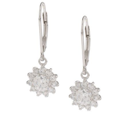 Epiphany Platinum Clad Diamonique Lever Back Flower Earrings