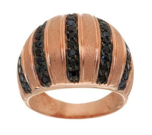 Italian Silver Sterling Roseclad 1.00 cttw Black Spinel Satin Finish Ring, Size 5