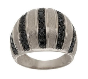 Italian Silver Sterling 1.00 cttw Black Spinel Satin Finish Ring, Size 5