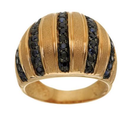Italian Silver Sterling Goldtone 1.00 cttw Black Spinel Satin Finish Ring, Size 7