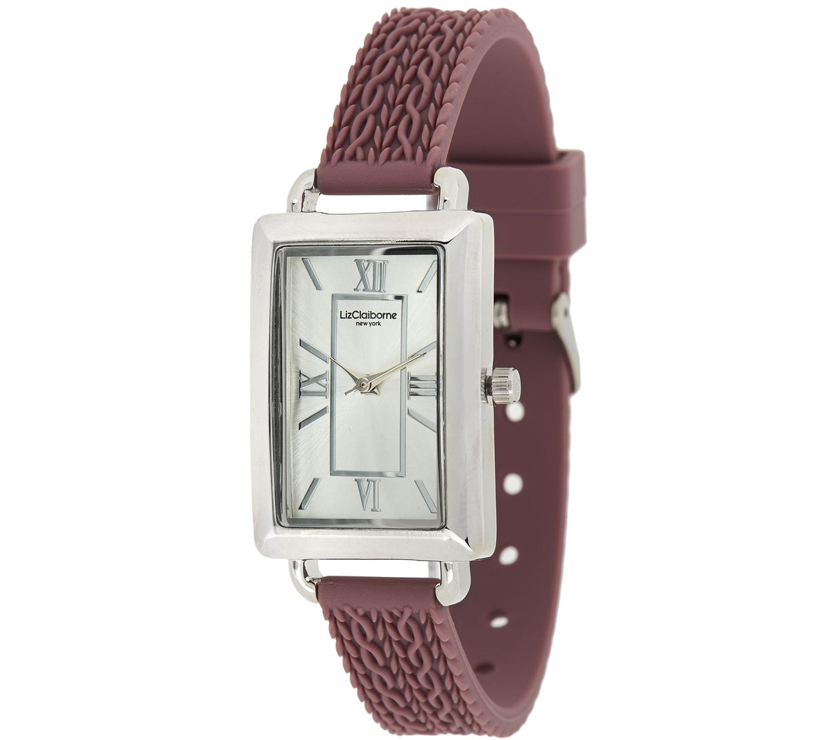 Liz Claiborne New York Cable Knit Texture Purple Silicone Watch