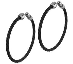Mirell Titanium Cable & Sterling 1-1/2" Hoop Earrings