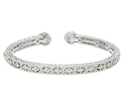 Judith Ripka Sterling silver 4.75 ct tw 118 Facet Diamonique Cuff Bracelet, 7-1/4'