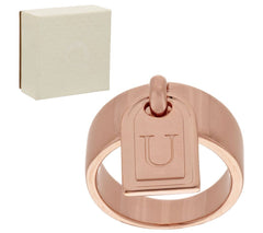 Bronzo Italia "U" Initial Tag Charm Band Ring, Size 9