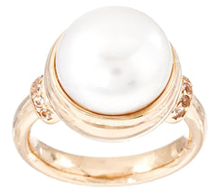 Honora Cultured White Pearl 12.0mm Gemstone Accent Bronze Ring Size 7
