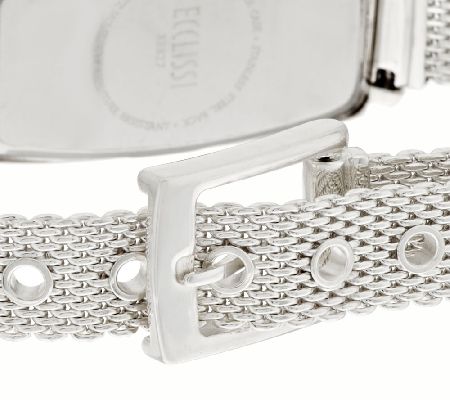 Ecclissi Sterling Silver Mother-of-Pearl Dial  Mesh Strap Watch