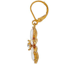 Joan Rivers Set/2 Crystal & Simulated Pearl Lever Back Earrings goldtone and silvertone