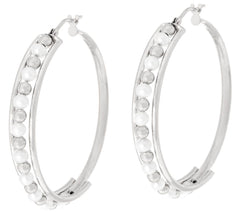 Honora Silvertone Cultured Pearl 3.0mm Round 1-1/2" Bronze Hoop Earrings