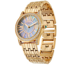 Diamonique Goldtone Panther Link Bracelet Watch, 7-3/4"