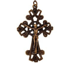 Connemara Marble Bronzetone Red Beaded Antiqued Rosary, 24"