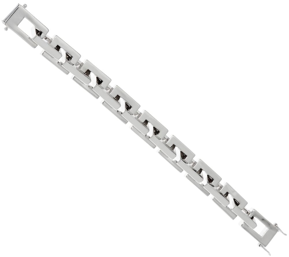 Bronze Polished Rectangle Link Bracelet by Bronzo Italia, White, 7-1/4" Fit