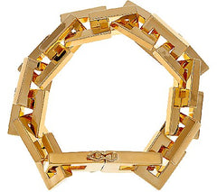 Bronze Polished Rectangle Link Bracelet by Bronzo Italia, Yellow, 8" Fit