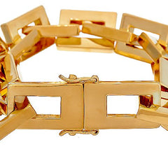 Bronze Polished Rectangle Link Bracelet by Bronzo Italia, Yellow, 8" Fit