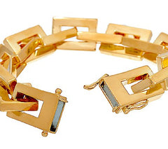Bronze Polished Rectangle Link Bracelet by Bronzo Italia, Yellow, 8" Fit