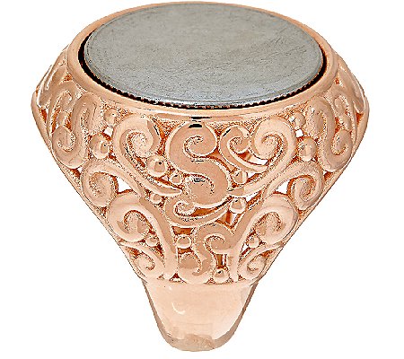 Bronzo Italia 100 Lire Coin Scroll Design Ring, Rose, Size 6
