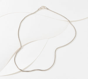 JAI Sterling Silver 2.7mm Box Chain Necklace, 16"+2"
