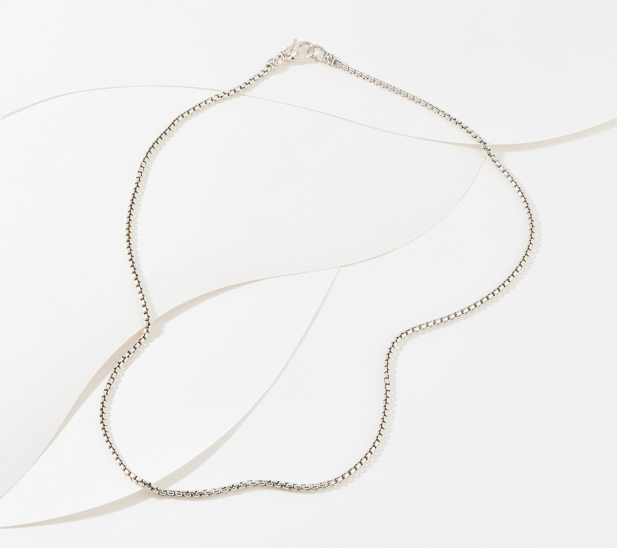 JAI Sterling Silver 2.7mm Box Chain Necklace, 16"+2"
