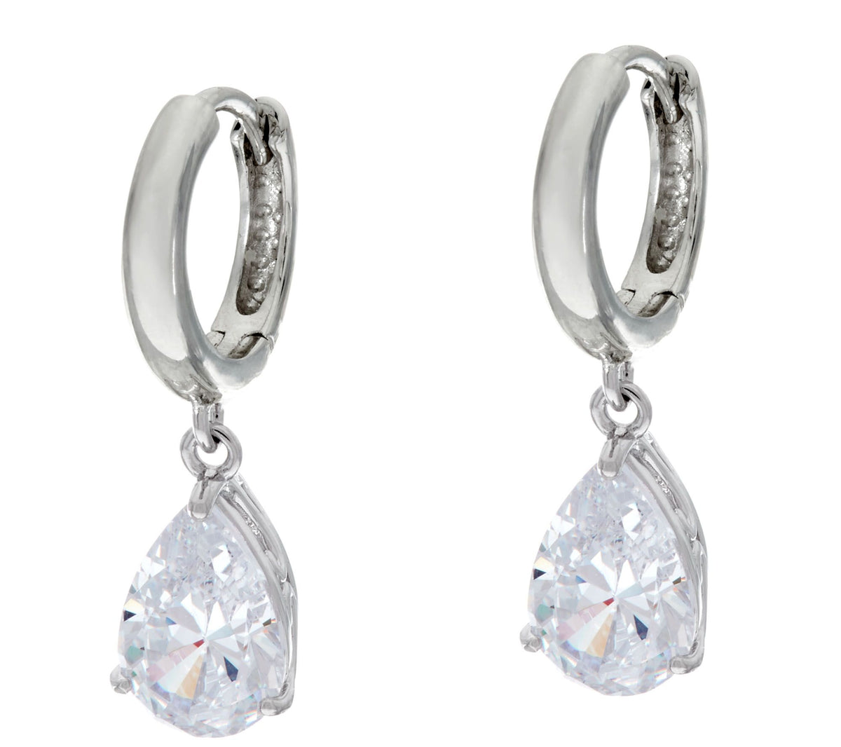 Diamonique Dangle Pear Earrings, Sterling Silver