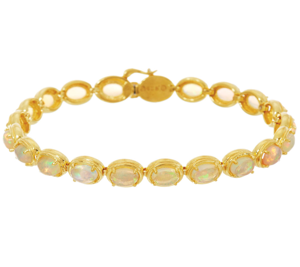 QVC Sterling Silver Goldclad Ethiopian Opal Tennis Bracelet, 6"