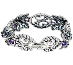 Carolyn Pollack Sterling Silver Multi-Gemstone 6.00 cttw Link Bracelet, 6-3/4"