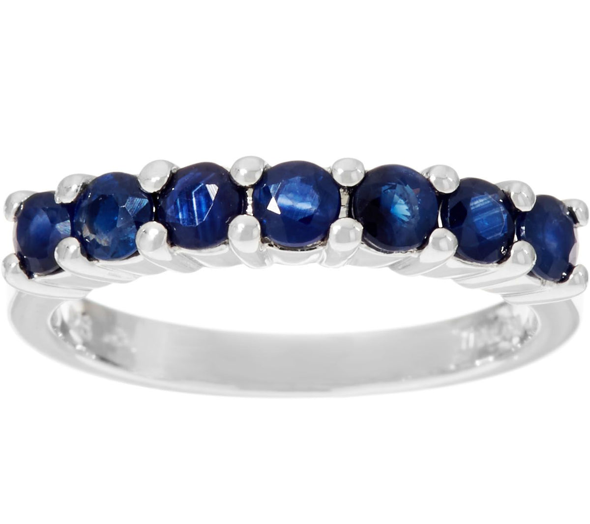 QVC Colors of Sapphire 7-Stone Blue Sapphire Sterling Band Ring, 0.70 cttw
