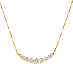 Diamonique Curved Bar Necklace, 18K Plated Sterling Silver