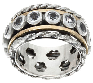 Or Paz Sterling Silver White Topaz Spinner Ring, Size 5