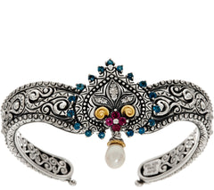 Barbara Bixby Sterling Silver & 18K 1.00 cttw Maharani Muse Cuff Bracelet, 7-1/4"