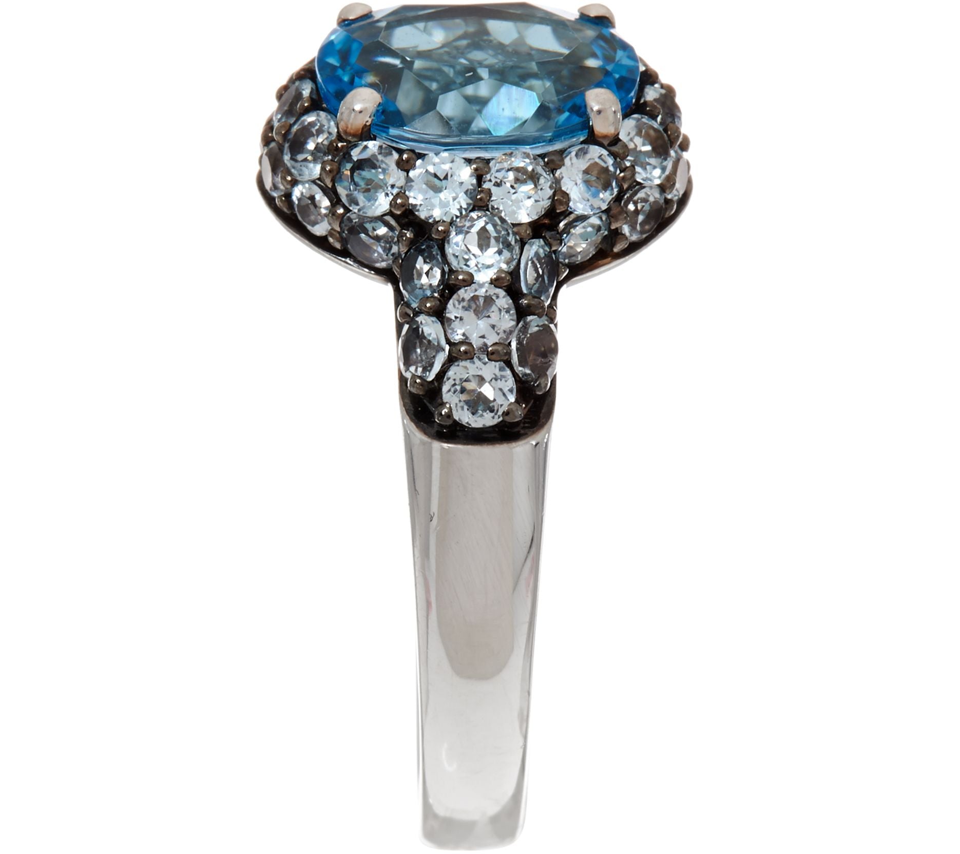 QVC Sterling Silver Blue Topaz Pave' Ring, Size 7
