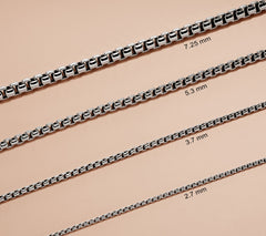 JAI Sterling Silver 5.3mm Round Box Chain Bracelet, 8"
