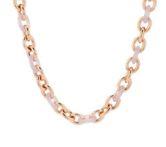 Bronzo Italia Pink Quartzite & Gemstone Rolo Link Necklace 20"