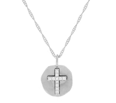 Diamonique Cross Motif Pendant with Chain Sterling Silver