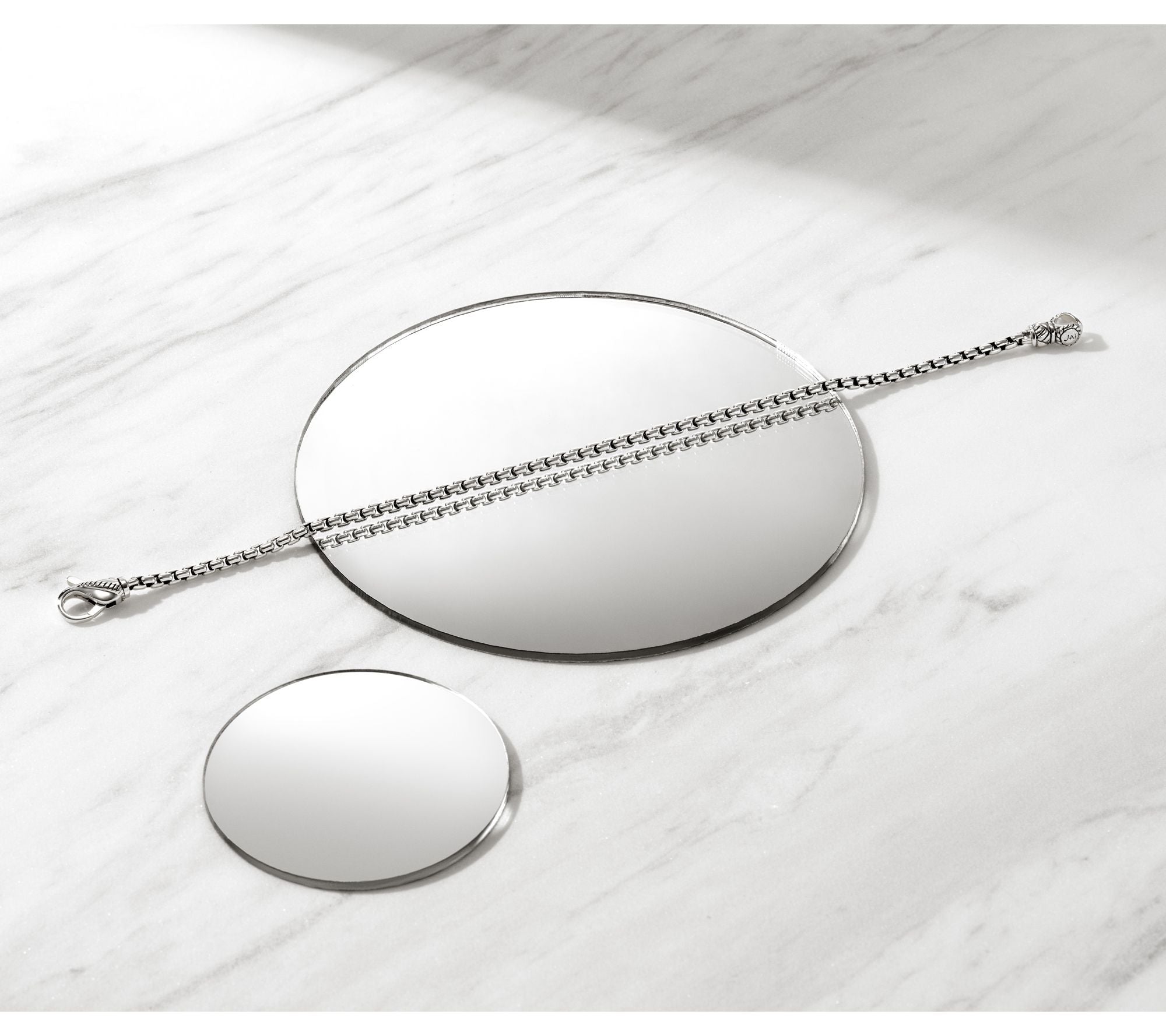 JAI Sterling Silver 2.7mm Box Chain Bracelet 7-3/4" fit