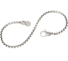 JAI Sterling Silver 2.7mm Box Chain Bracelet 7-3/4" fit