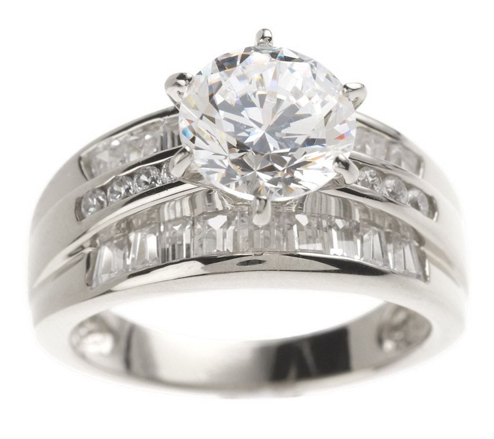 DMQ Round & Baguette Ring – Sterling Silver, Size 7