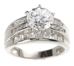 DMQ Round & Baguette Ring – Sterling Silver, Size 7