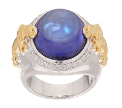 TOVA Diamonique Two-Tone Elephant Cabochon Ring â€“ Size 5