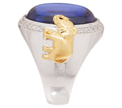 TOVA Diamonique Two-Tone Elephant Cabochon Ring â€“ Size 5
