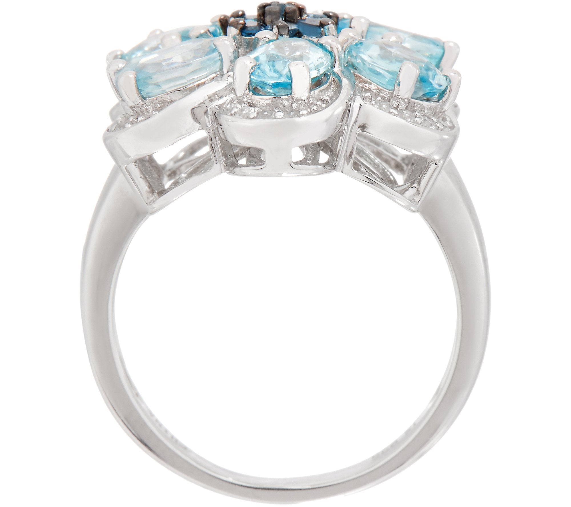 Six Petal Flower Statement Ring, Sterling Silver, Size 11