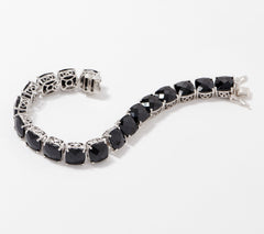Affinity Cushion Cut  Black Spinel Bold Tennis Bracelet Sterling, 7-1/4"