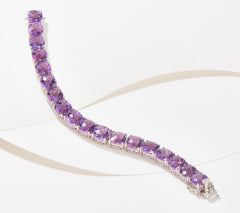 Affinity Gems Sterling Silver Cushion-Cut Amethyst Bold Tennis Bracelet, 6-3/4"